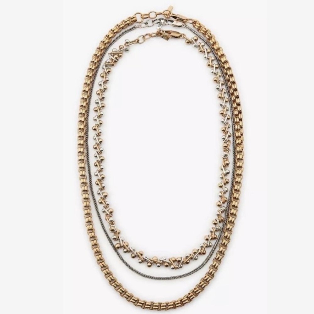 ZARA Set of 3 Mixed Metals Necklaces. New - Picture 1 of 3